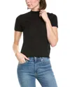 7 For All Mankind Mock Neck Short Sleeve Top In Black