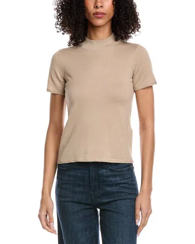 7 For All Mankind Mock Neck Wool-blend Top In Neutral
