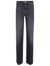 7 For All Mankind High-waisted Flared Jeans With Subtle Whiskering In Black