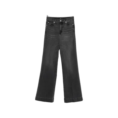 7 For All Mankind Modern Dojo Faded-effect Wide-leg Jeans In Black
