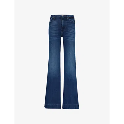 7 For All Mankind Womens Soho Dark Modern Dojo Flared-leg High-rise Denim-blend Jeans