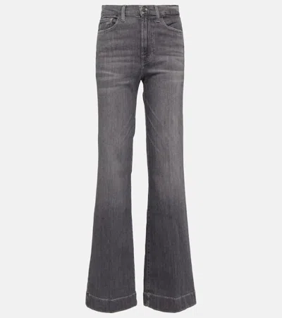 7 For All Mankind Modern Dojo High-rise Flared Jeans In Soho Grey
