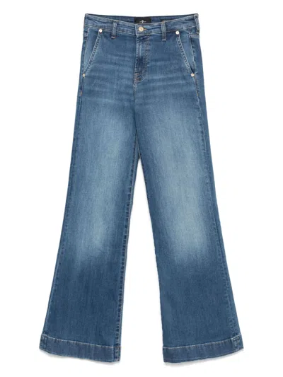 7 For All Mankind Modern Dojo - High-waisted Flared Jeans In Blue