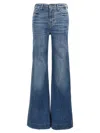 7 For All Mankind Womens Gran Canyon Modern Dojo Flared-leg High-rise Denim-blend Jeans In Blue