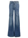 7 For All Mankind Womens Gran Canyon Modern Dojo Flared-leg High-rise Denim-blend Jeans In Blue