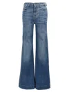 7 For All Mankind Womens Gran Canyon Modern Dojo Flared-leg High-rise Denim-blend Jeans In Blue