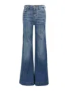 7 For All Mankind Womens Gran Canyon Modern Dojo Flared-leg High-rise Denim-blend Jeans In Blue