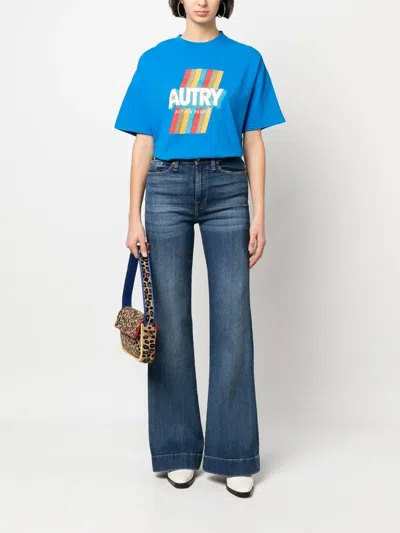 7 For All Mankind Flared Straight-leg Jeans In Blue