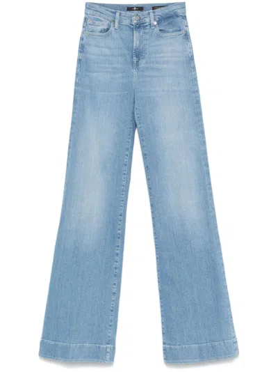 7 For All Mankind Wide-leg Denim Jeans With High Waist In Blue