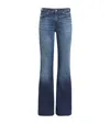 7 For All Mankind Womens Gran Canyon Modern Dojo Flared-leg High-rise Denim-blend Jeans In Blue