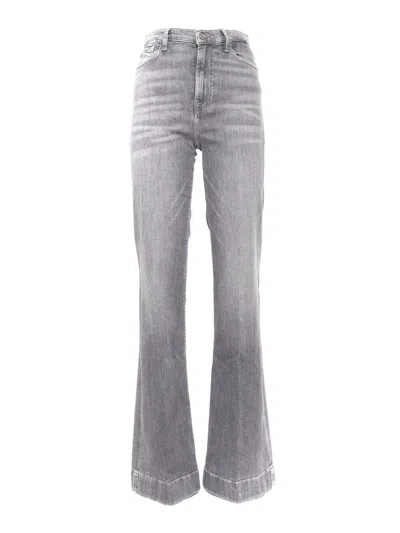 7 For All Mankind Modern Dojo Flared Mid-rise Stretch-denim Jeans In Gray
