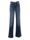7 For All Mankind Womens Gran Canyon Modern Dojo Flared-leg High-rise Denim-blend Jeans In Blue