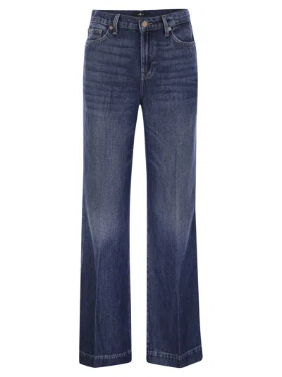 7 For All Mankind Modern Dojo Tailorless - High Waisted Flared Jeans In Dark Denim