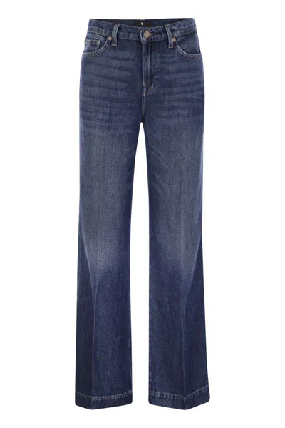 7 For All Mankind Modern Dojo Tailorless - High Waisted Flared Jeans In Navy