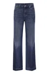 7 For All Mankind Flared Leg Denim Jeans In Navy