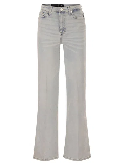 7 For All Mankind Modern Dojo Tailorless Flare Luxe Vintage Denim Jeans In Gray