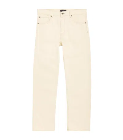 7 For All Mankind Modern Straight Jeans In Ivory