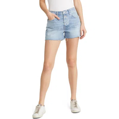 7 For All Mankind Monroe High Waist Nonstretch Denim Cutoff Shorts In Blue