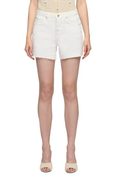 7 For All Mankind Monroe Long High Waist Denim Cutoff Shorts In White