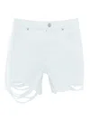 7 For All Mankind Easy James Womens Raw Hem Knee Denim Shorts In White
