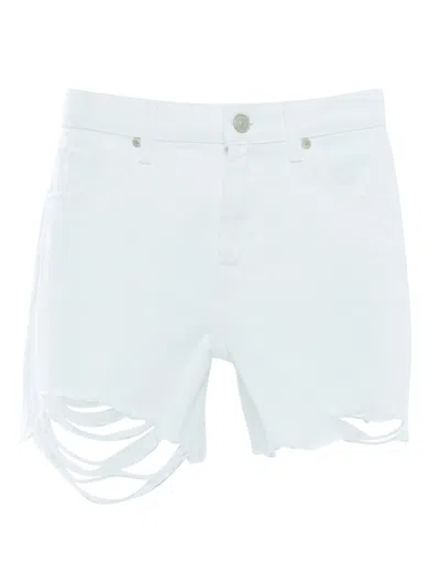 7 For All Mankind Monroe Long Shorts Milkyway With Distress Hem In White