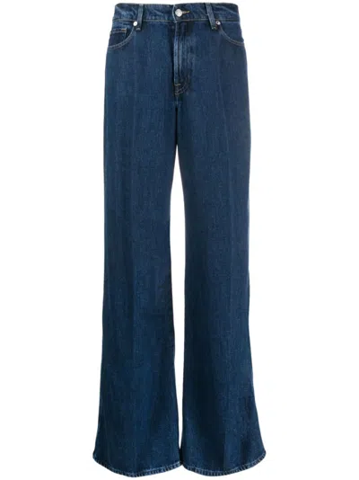 7 For All Mankind Wide Leg Denim Jeans In Black