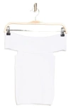 7 For All Mankind Off The Shoulder Ribbed Top In Bright White