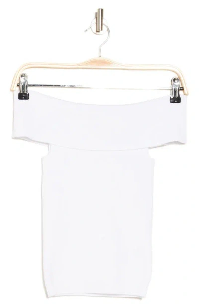 7 For All Mankind Off The Shoulder Ribbed Top In White