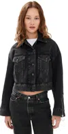 7 For All Mankind Oli Cropped Trucker Jacket Hustle In Hustle