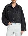 7 For All Mankind Oli Cropped Denim Trucker Jacket In Hustle