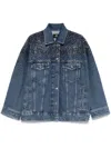 7 For All Mankind Oli Trucker Candy With Faded Crystals In Blue
