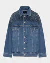 7 For All Mankind Oli Trucker Candy With Faded Crystals In Candy