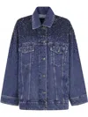 7 For All Mankind Oli Trucker Candy With Faded Crystals In Blue