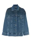 7 For All Mankind Oli Trucker Candy With Faded Crystals In Blue
