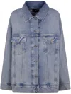 7 For All Mankind Sahara Jacket Collared Design Long Sleeves In Light Blue