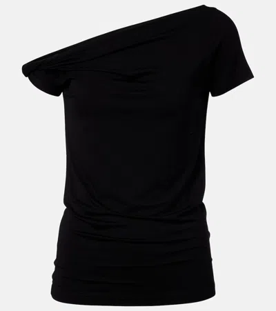 7 For All Mankind One-shoulder T-shirt In Black