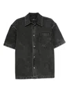 7 For All Mankind Short-sleeve Denim Shirt In Black