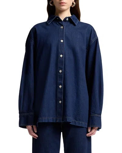 7 For All Mankind Oversized Fit Pleated Overshirt