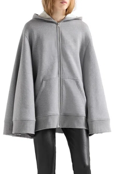 7 For All Mankind Oversized Full Zip Hoodie In Gray