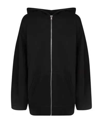 7 For All Mankind Oversized Zip-up Hoodie In Black
