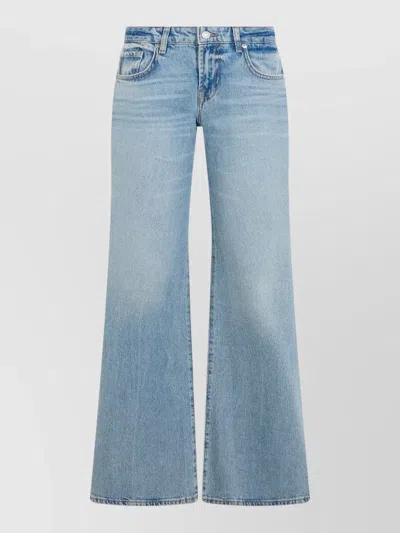 7 For All Mankind Cotton Denim Palazzo Jeans For Women With Wide-leg Fit In Blue