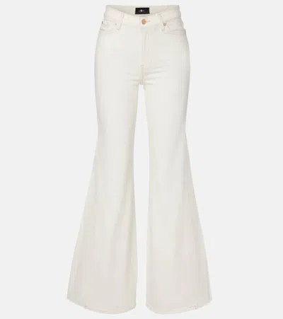 7 For All Mankind Panel Retro Flared Jeans In White
