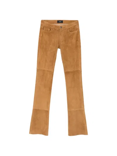 7 For All Mankind Panelled Suede Trousers In Brown