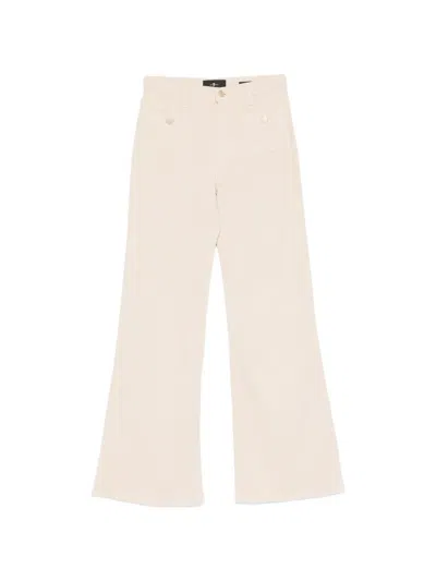 7 For All Mankind Lotta High Rise Wide Leg Denim Trousers In Neutral