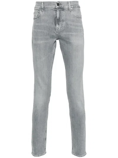7 For All Mankind Paxtyn Mid-rise Skinny Jeans In Grey