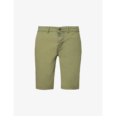 7 For All Mankind Mens Green Perfect Regular-fit Stretch-cotton Chino Shorts