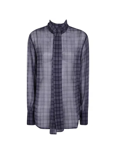 7 For All Mankind Plaid-check Bow Shirt In Brown