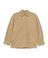 7 For All Mankind Pleated-back Cotton Shirt In Brown