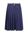 7 For All Mankind Midi Skirt With Pleats And Buttons In Blue
