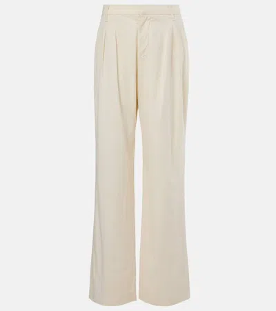 7 For All Mankind Pleated High-rise Wide-leg Pants In Natural